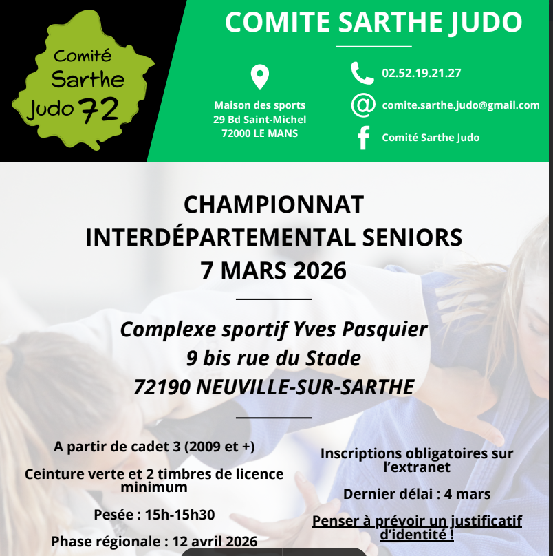 CHAMPIONNAT  INTERDÉPARTEMENTAL SENIORS  7 MARS 2026 NEUVILLE SUR SARTHE